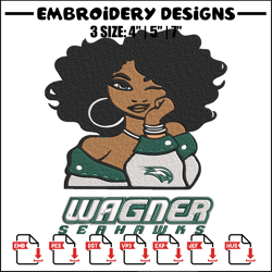 wagner seahawks girl embroidery design,ncaa embroidery, embroidery design, logo sport embroidery, sport embroidery.