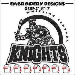 wheeling central knights embroidery design, ncaa embroidery, embroidery design, logo sport embroidery, sport embroidery