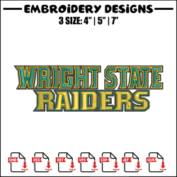 wright state logo embroidery design, ncaa embroidery, sport embroidery, logo sport embroidery,embroidery design.