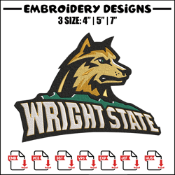 wright state logo embroidery design, sport embroidery, logo sport embroidery, embroidery design, ncaa embroidery.