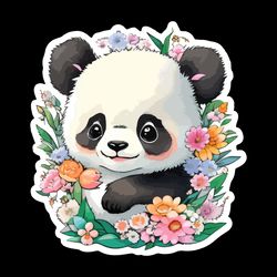 cute panda svg, cute baby panda svg, panda clipart, panda flowers svg, panda love, digital download