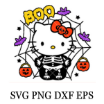 boo skeleton kitty svg, spider web hello kitty svg, halloween svg, kawaii svg, cricut, silhouette vector cut file