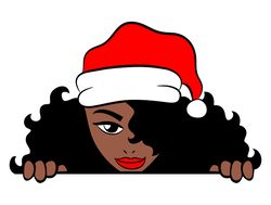 peekaboo santa girl svg, black gilr svg, afro woman svg file, afro girl svg, black girl clipart, digital download