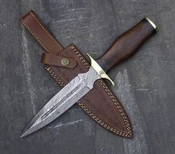 precision-crafted tactical hunting knife, fixed blade bushcraft knife with walnut wood handle, length 10 inches handmade