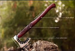 viking heritage hand-forged camping axe - a blend of strength and elegance, cutting edge 3.5 inches.