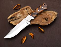 handmade knife, camping knife, hunting knife, leather sheath, bushcraft knife, skinner knife, magnesium fire starter