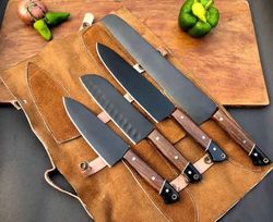 uncategorized damascus edges . 4 piece kitchen knives with sheath