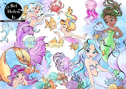 mermaids  clip art, mermaids 2 watercolor