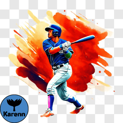 colorful baseball player ready to swing png