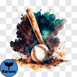 abstract baseball artwork with watercolor background png