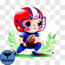 fun cartoon image of a football player holding a football png