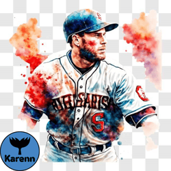 indianapolis astros baseball player with watercolor splatters png