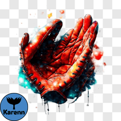 abstract baseball glove artwork with vibrant colors png
