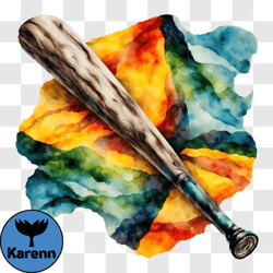 colorful watercolor painting of a baseball bat png