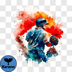 watercolor painting of a baseball player png