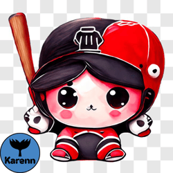 cartoon character ready to play baseball png