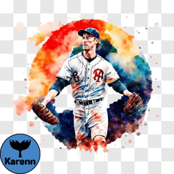 watercolor painting of baseball player png