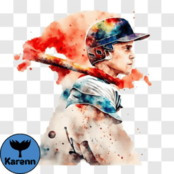 baseball player in artistic watercolor painting png