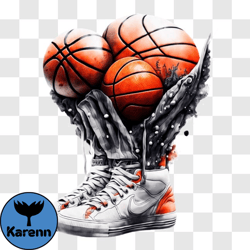 basketball sneakers filled with multiple balls png