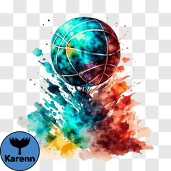 colorful basketball ball art piece png