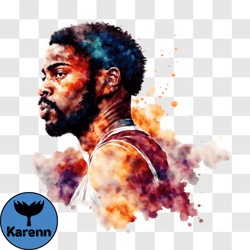 colorful watercolor painting of basketball player png