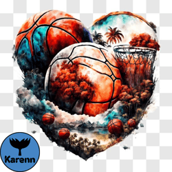 vibrant sports scene with basketball theme png