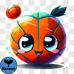 playful smiley face ball with basketball background png