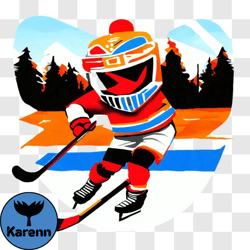 cartoon ice hockey player enjoying outdoor skating png