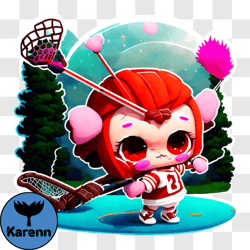 cartoon character playing hockey in natural surroundings png