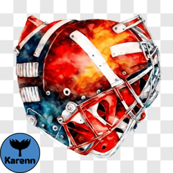 artistic watercolor painting of hockey goalies helmet png