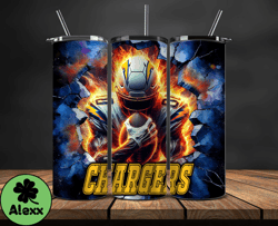 los angeles chargers tumbler wrap, crack hole design, logo nfl football, sports tumbler png, tumbler design 09