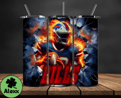 buffalo bills tumbler wrap, crack hole design, logo nfl football, sports tumbler png, tumbler design 04