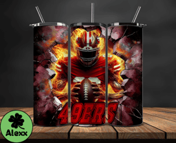 san francisco 49ers tumbler wrap, crack hole design, logo nfl football, sports tumbler png, tumbler design 01