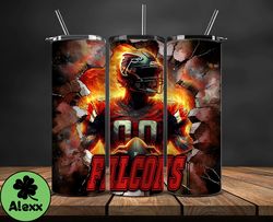 atlanta falcons tumbler wrap, crack hole design, logo nfl football, sports tumbler png, tumbler design 16