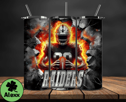 las vegas raiders tumbler wrap, crack hole design, logo nfl football, sports tumbler png, tumbler design 24