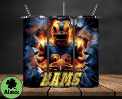 los angeles rams tumbler wrap, crack hole design, logo nfl football, sports tumbler png, tumbler design 25