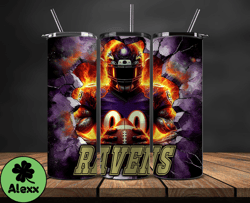 baltimore ravens tumbler wrap, crack hole design, logo nfl football, sports tumbler png, tumbler design 26