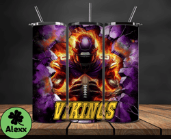 minnesota vikings tumbler wrap, crack hole design, logo nfl football, sports tumbler png, tumbler design 32