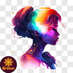 peaceful and dreamy portrait with colorful galaxy png