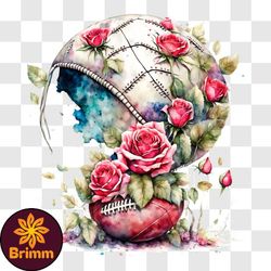 abstract football with roses and flowers png