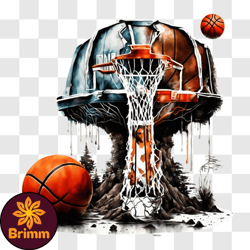 unique basketball scene with upside-down tree basketball png