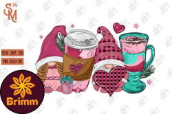 Pink Coffee Cup Gnome Valentine Day SVG