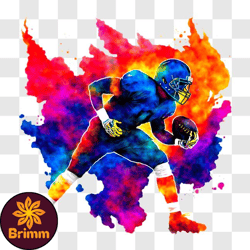 colorful american football player painting png design 03