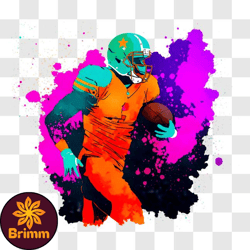 football player running with the ball png design 01