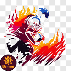 football player on fire png design 05