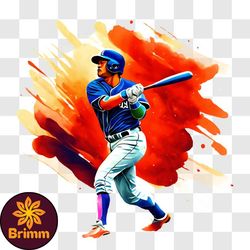 colorful baseball player ready to swing png design 12