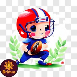 fun cartoon image of a football player holding a football png design 16