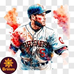 indianapolis astros baseball player with watercolor splatters png design 18