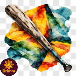 colorful watercolor painting of a baseball bat png design 29