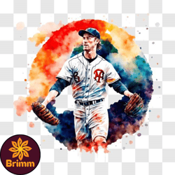 watercolor painting of baseball player png design 34